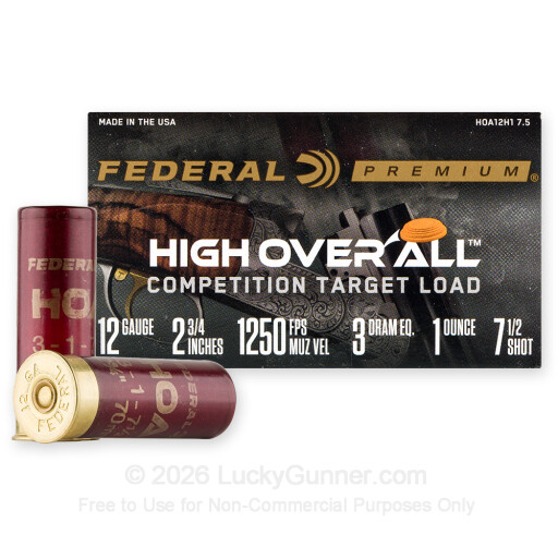 12 Gauge - 2-3/4" 1oz. #7.5 Shot - Federal High Over All - 25 Rounds