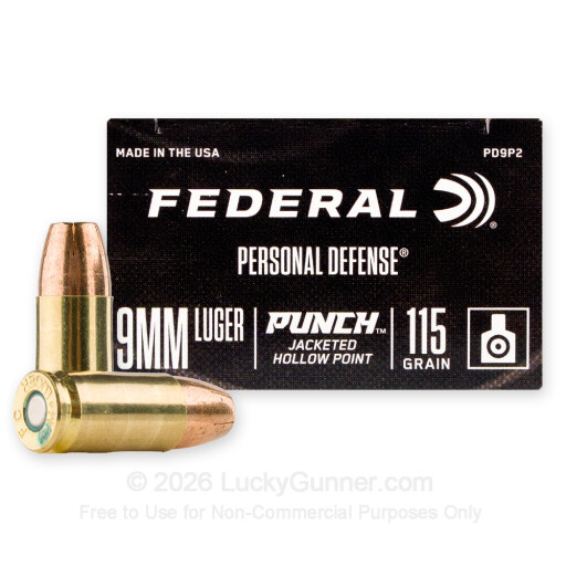9mm - 115 Grain JHP - Federal Punch - 20 Rounds