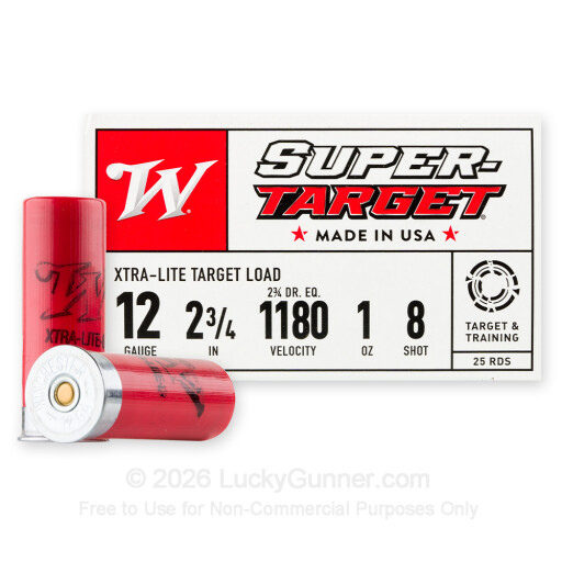 12 ga - 2-3/4" Lead Shot Target Load - 1 oz - #8 - Winchester Target - 25 Rounds