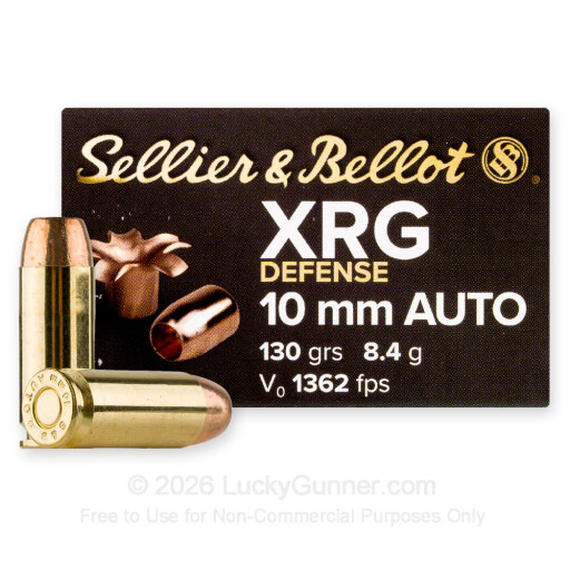 10mm Auto - 130 Grain SCHP - Sellier & Bellot XRG Defense - 25 Rounds