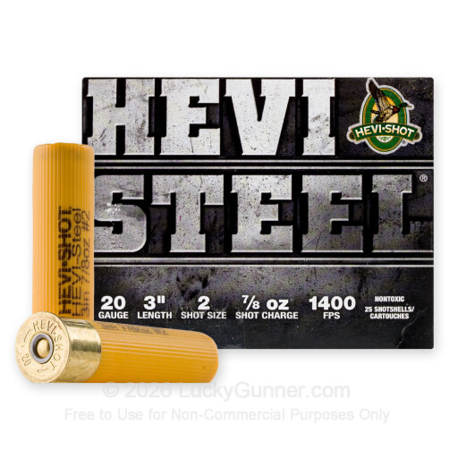 20 Gauge - 3" 7/8oz. #2 Steel Shot - Hevi-Steel - 25 Rounds
