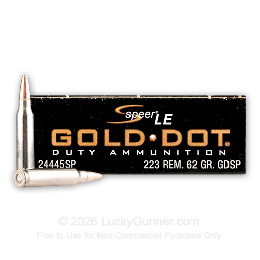 223 Rem - 62 Grain SP - Speer Gold Dot LE - 500 Rounds