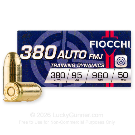 380 Auto - 95 Grain FMJ - Fiocchi Range Dynamics - 50 Rounds