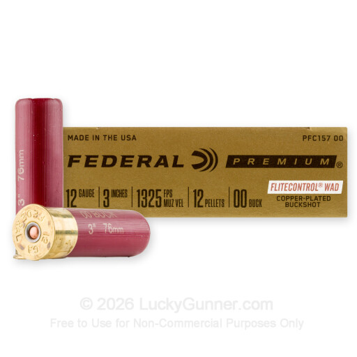 12 ga - 3" 00 Buck - 12 pellet - Vital-Shok - Federal with FliteControl Wad - 5 Rounds