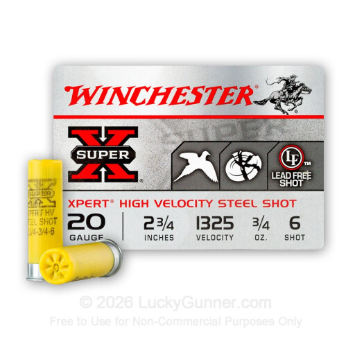 20 Gauge - 2-3/4" 3/4 oz #6 Steel Shot - Winchester Super X - 25 Rounds