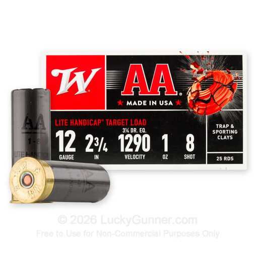 12 Gauge - 2-3/4" 1 oz #8 Shot - Winchester AA Lite Handicap - 25 Rounds