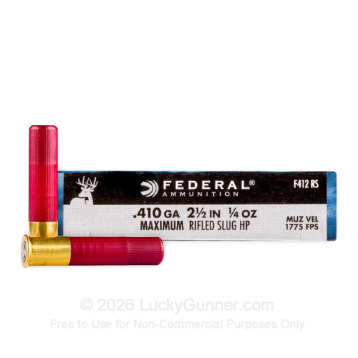 410 Bore - 2-1/2" 1/4oz. HP Rifled Slug - Federal Power-Shok - 5 Rounds