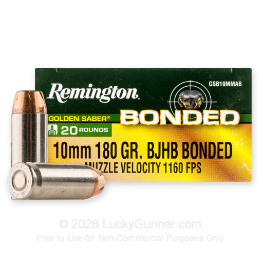 10mm Auto - 180 Grain BJHP - Remington Golden Saber Bonded - 20 Rounds