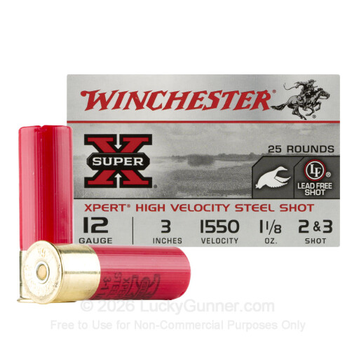 12 Gauge - 3" 1-1/8oz. #2/3 Steel Shot - Winchester Super-X - 25 Rounds