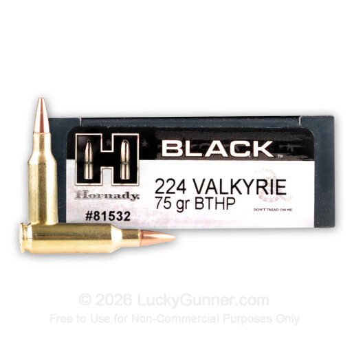 224 Valkyrie - 75 Grain BTHP - Hornady BLACK - 20 Rounds