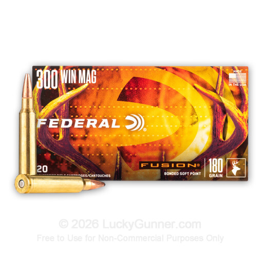 300 Winchester Magnum - 180 Grain Fusion - Federal Fusion - 20 Rounds
