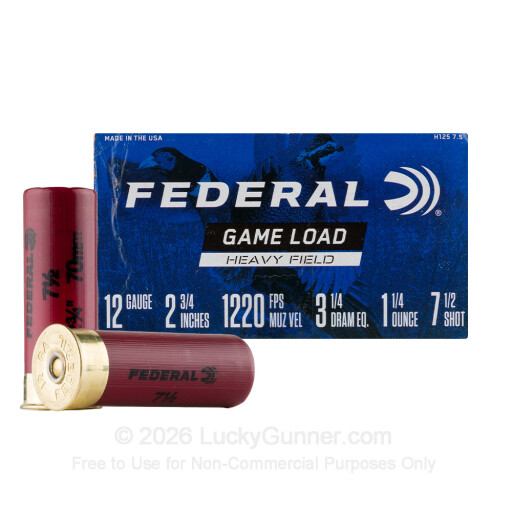 12 Gauge - 2-3/4" 1-1/4oz. #7.5 Shot - Federal Upland Heavy Field - 25 Rounds