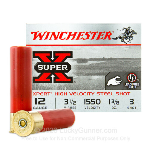 12 Gauge - 3-1/2" 1-3/8 oz. #3 Steel Shot - Winchester Super-X High Velocity - 25 Rounds