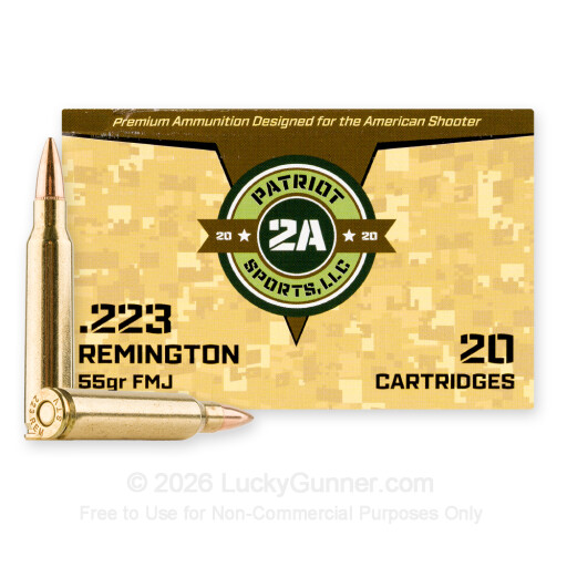 223 Rem - 55 Grain FMJ - Patriot Sports - 20 Rounds