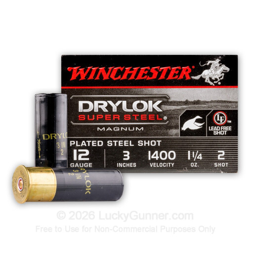 12 Gauge - 3" DryLok Super Steel #2 Shot - Winchester - 25 Rounds