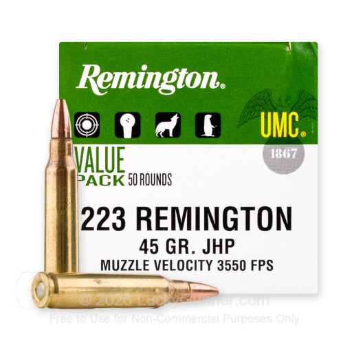 223 - 45 Grain JHP - Remington UMC - 50 Rounds