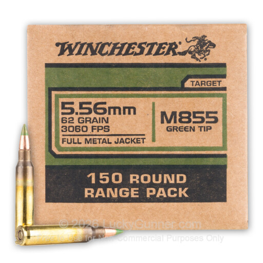 5.56x45 - 62 Grain FMJ M855 - Winchester - 150 Rounds