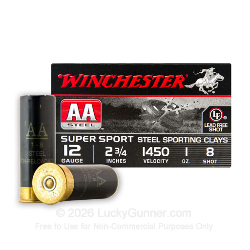 12 Gauge - 2-3/4" 1oz. #8 Steel Shot - Winchester AA Steel - 250 Rounds
