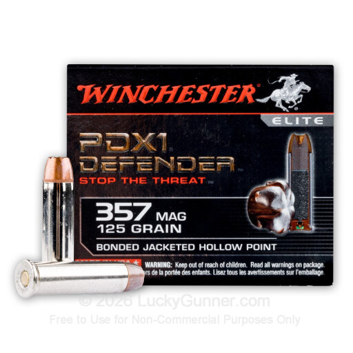 357 Mag - 125 Grain JHP - Winchester PDX1 Defender - 200 Rounds