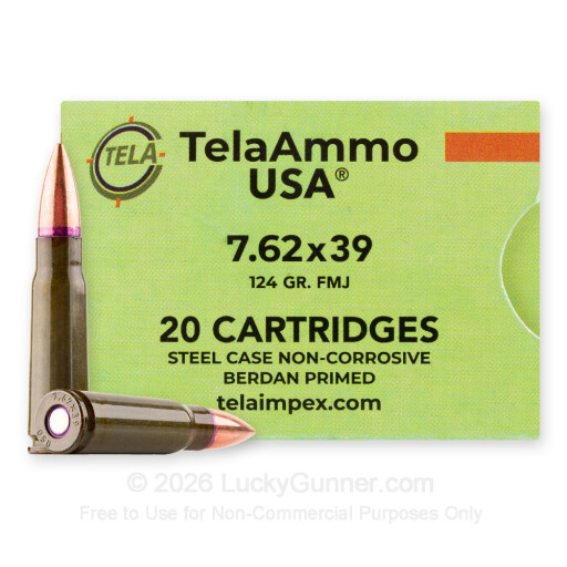 7.62x39 - 124 Grain FMJ - Tela Impex - 1000 Rounds