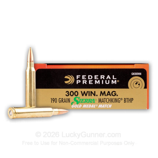 300 Winchester Magnum - 190 Grain HP-BT - Federal Gold Medal Match - 200 Rounds
