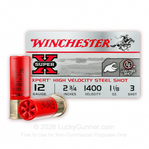 12 Gauge -  2-3/4" 1-1/8oz #3 HV Steel Shot - Winchester Super-X XPERT - 25 Rounds