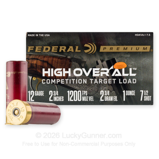 12 Gauge - 2-3/4" 1oz. #7.5 Shot - Federal High Over All - 25 Rounds