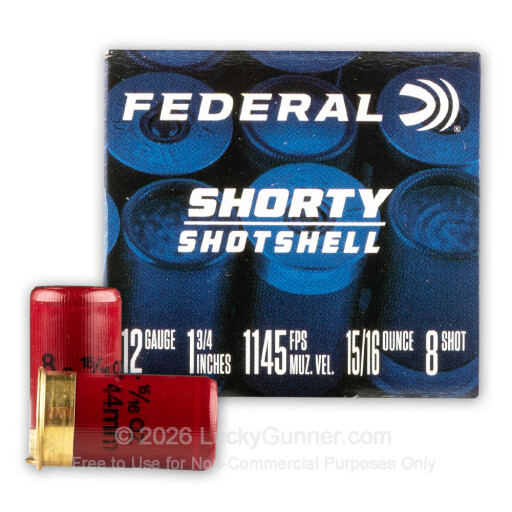 12 Gauge - 1-3/4" 15/16oz. #8 Shot - Federal Shorty Shotshell - 10 Rounds