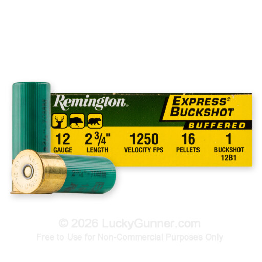 12 Gauge - 2-3/4" 16 Pellets #1 Buck - Remington Express - 5 Rounds