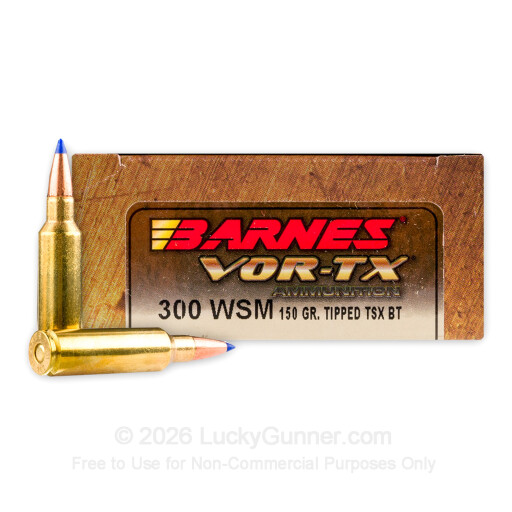 300 WSM - 150 Grain TTSX BT - Barnes VOR-TX - 20 Rounds