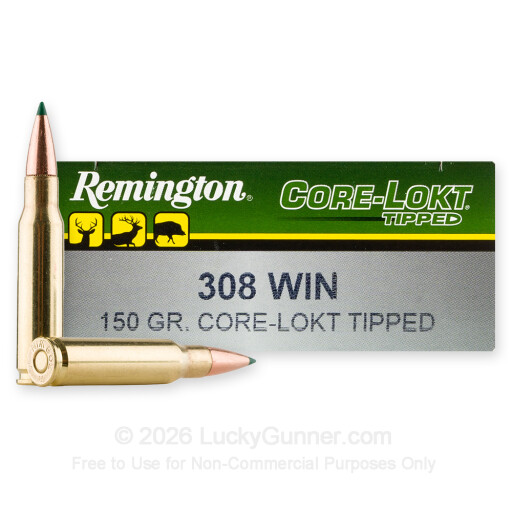 308 - 150 Grain Polymer Tip - Remington Core-Lokt Tipped - 20 Rounds
