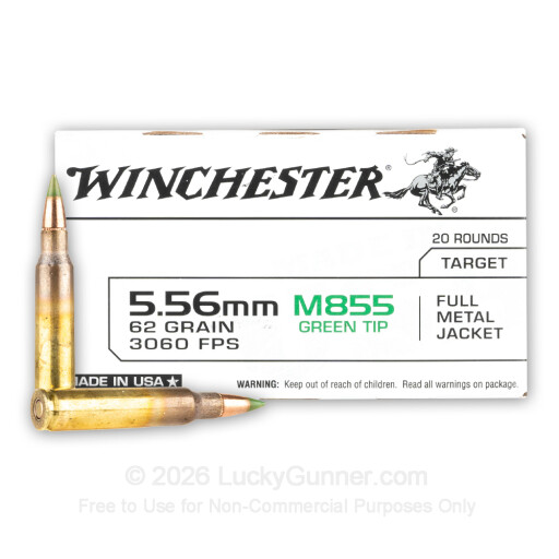 5.56x45 - 62 Grain FMJ M855 - Winchester - 20 Rounds