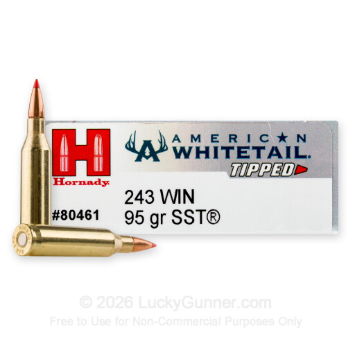 243 - 95 Grain SST - Hornady American Whitetail Tipped - 20 Rounds