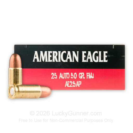 25 ACP - 50 Grain FMJ - Federal American Eagle - 50 Rounds