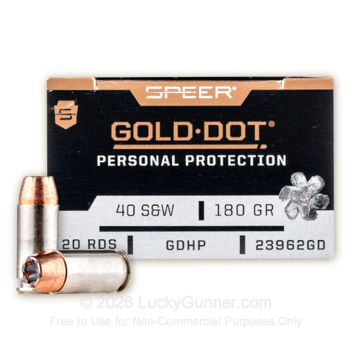 40 S&W - 180 Grain JHP - Speer Gold Dot - 20 Rounds