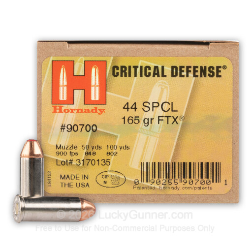 44 Special - 165 Grain FTX - Hornady Critical Defense - 20 Rounds