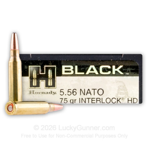 5.56x45 - 75 Grain Interlock HD SBR - Hornady BLACK - 20 Rounds