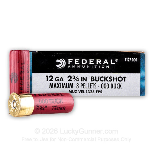 12 Gauge - 2-3/4" Power-Shok 000 Buck - Federal - 250 Rounds
