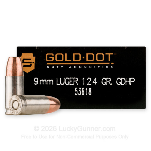 9mm - 124 Grain JHP - Speer Gold Dot LE - 1000 Rounds