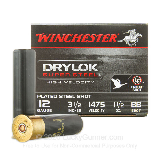12 Gauge - 3-1/2" 1-1/2oz. BB Steel Shot - Winchester DryLok Super Steel - 25 Rounds
