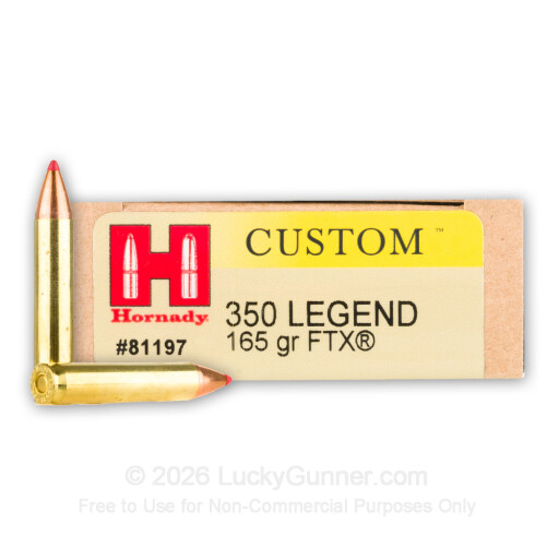 350 Legend - 165 Grain FTX - Hornady Custom - 20 Rounds