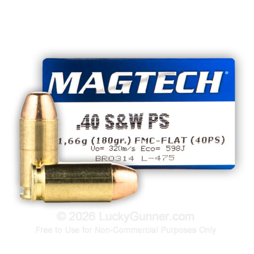 40 S&W - 180 Grain "PS" FMJ Flat - Magtech - 1000 Rounds