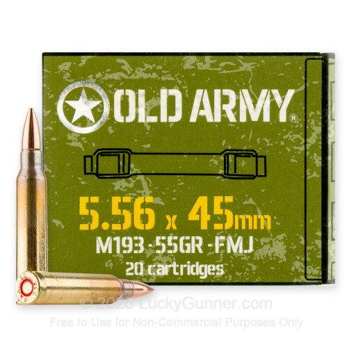 5.56x45 - 55 Grain FMJ M193 - Old Army - 20 Rounds