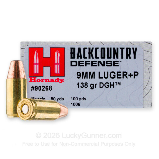 9mm - +P 138 Grain DGH - Hornady Backcountry Defense - 25 Rounds