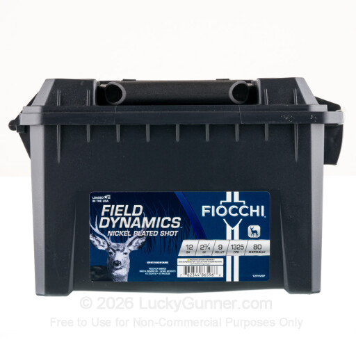 12 Gauge - 2-3/4" 9 Pellets #1 Buckshot - Fiocchi - 80 Rounds in Field Box