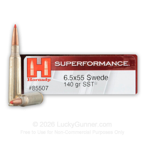 6.5x55mm - 140 Grain SST Polymer Tipped - Hornady Superformance - 20 Rounds