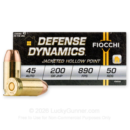 45 ACP - 200 Grain JHP - Fiocchi - 500 Rounds