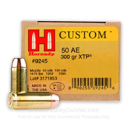 50 Action Express - 300 Grain XTP JHP - Hornady Custom - 20 Rounds