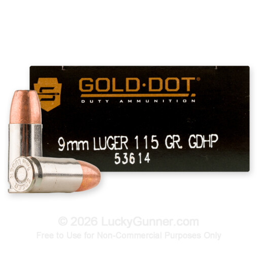 9mm - 115 Grain JHP - Speer Gold Dot  - 1000 Rounds