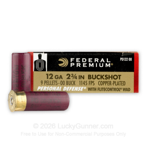 12 Gauge - 2-3/4" 00 Buck 9 Pellets - Federal with FliteControl Wad - 250 Rounds